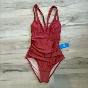 Cupshe Rose Plunging Tummy Control One-Piece